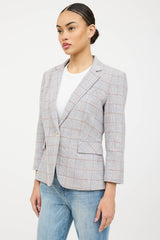Veronica Beard Plaid Woven Notched Blazer