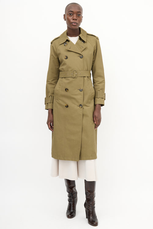 Veronica Beard Khaki Green Belted Trench Coat