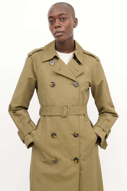 Veronica Beard Khaki Green Belted Trench Coat