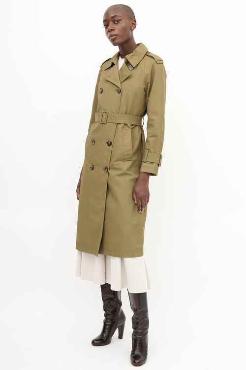 Veronica Beard Khaki Green Belted Trench Coat