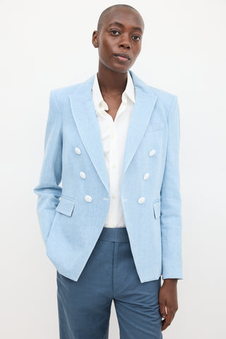 Veronica Beard Light Wash Double Breasted Blazer