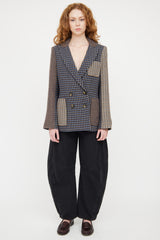 Veronica Beard Blue & Multicolour Houndstooth Blazer