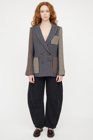 Veronica Beard Blue & Multicolour Houndstooth Blazer