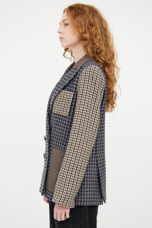 Veronica Beard Blue & Multicolour Houndstooth Blazer