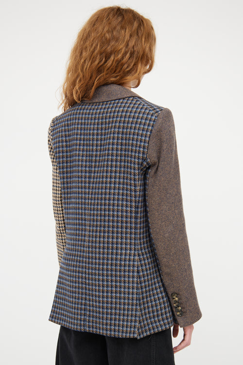 Veronica Beard Blue & Multicolour Houndstooth Blazer