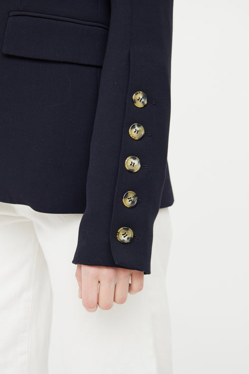 Veronica Beard Navy Button Front Blazer