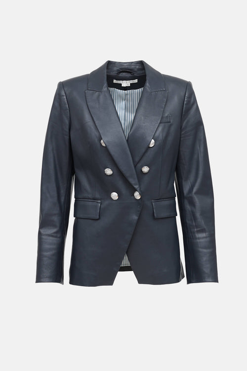 Veronica Beard Leather Double Breasted Blazer