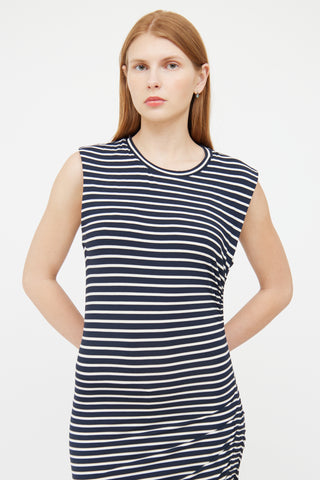 Veronica Beard Navy & Cream Striped Dress
