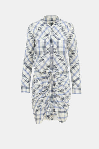 Veronica Beard Plaid Ruched Shirt Dress