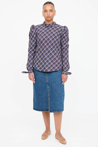 Veronica Beard Isabel Plaid Top