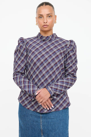 Veronica Beard Isabel Plaid Top