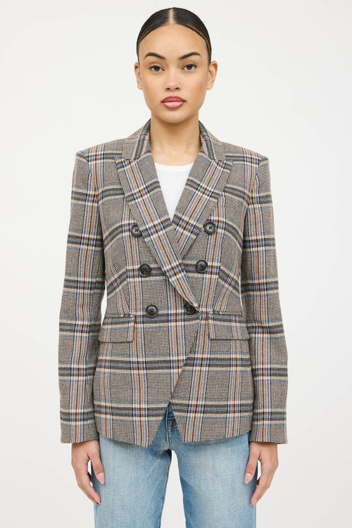Veronica Beard Plaid Woven Double Breasted Blazer