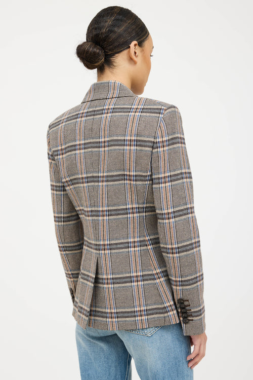 Veronica Beard Plaid Woven Double Breasted Blazer