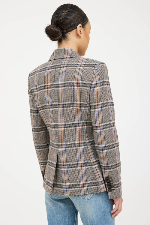 Veronica Beard Plaid Woven Double Breasted Blazer