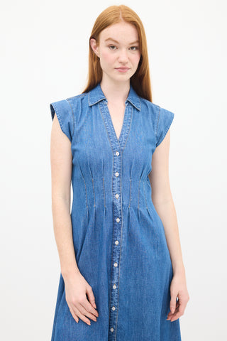 Veronica Beard Raw Denim Chambray Ruben Midi Shirt Dress