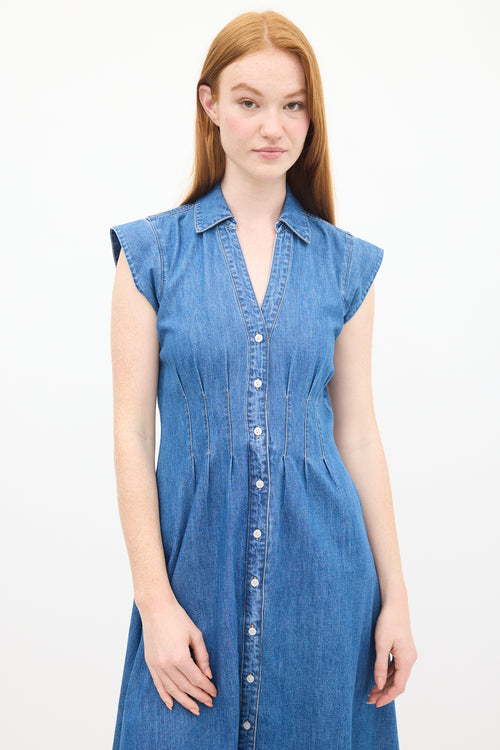 Veronica Beard Raw Denim Chambray Ruben Midi Shirt Dress