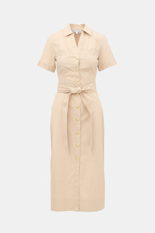 Veronica Beard Sateen Belted Shirt Dress