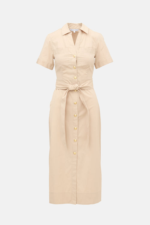 Veronica Beard Sateen Belted Shirt Dress