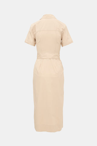 Veronica Beard Sateen Belted Shirt Dress