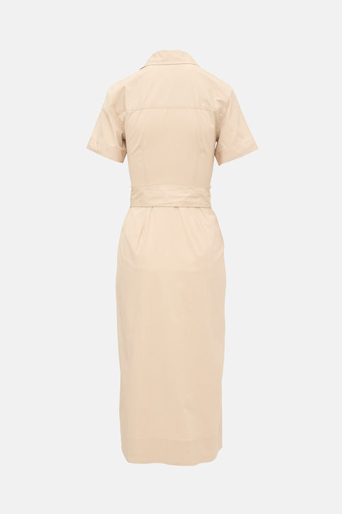 Veronica Beard Sateen Belted Shirt Dress