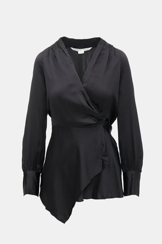 Veronica Beard Silk Satin Viv Wrap Blouse