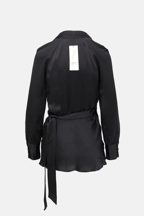 Veronica Beard Silk Satin Viv Wrap Blouse