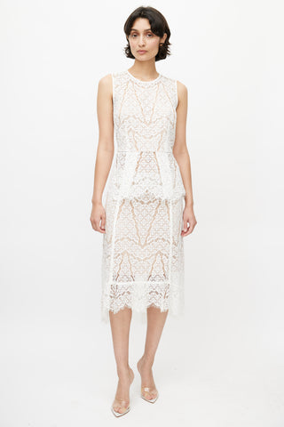 Veronica Beard White & Beige Lace Co-Ord Set
