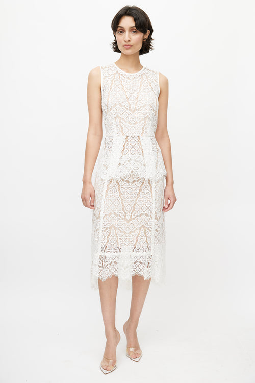Veronica Beard White & Beige Lace Co-Ord Set