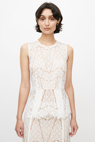 Veronica Beard White & Beige Lace Co-Ord Set
