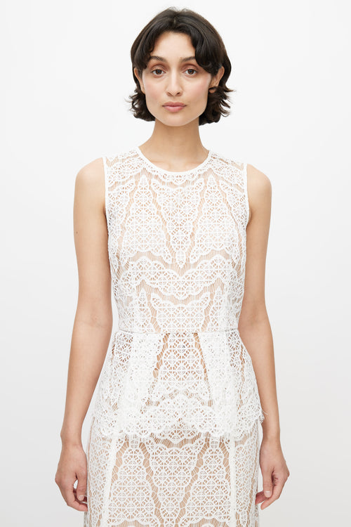 Veronica Beard White & Beige Lace Co-Ord Set
