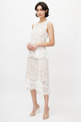 Veronica Beard White & Beige Lace Co-Ord Set