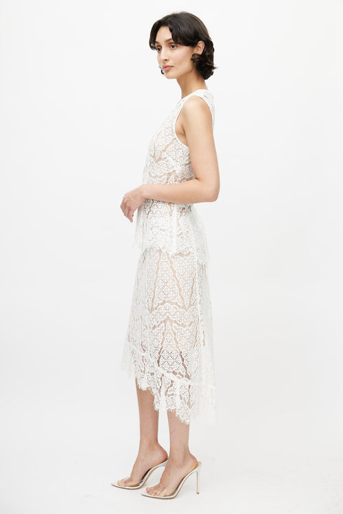 Veronica Beard White & Beige Lace Co-Ord Set