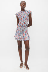 Veronica Beard White & Multicolour Floral Smocked Cici Dress