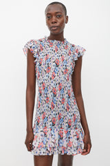 Veronica Beard White & Multicolour Floral Smocked Cici Dress
