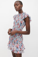 Veronica Beard White & Multicolour Floral Smocked Cici Dress