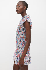 Veronica Beard White & Multicolour Floral Smocked Cici Dress