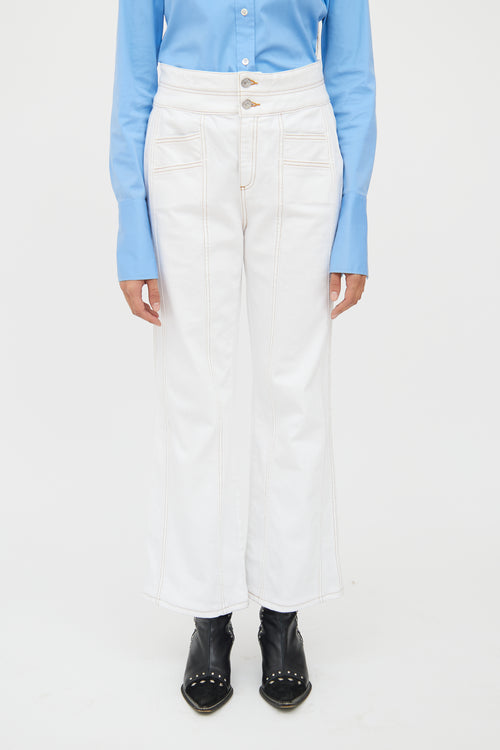 Veronica Beard White Farrah Wide Leg Jean