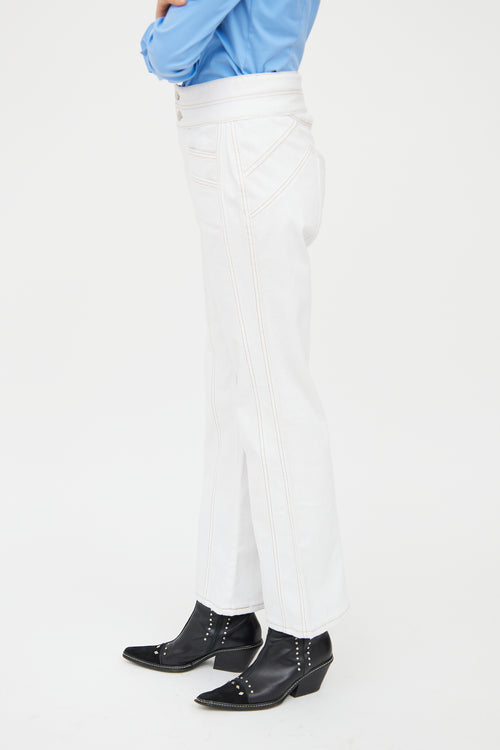 Veronica Beard White Farrah Wide Leg Jean