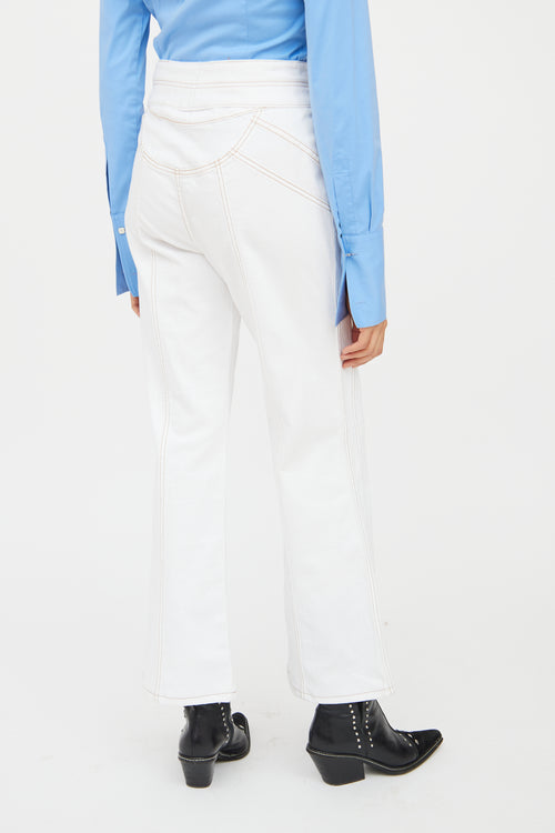 Veronica Beard White Farrah Wide Leg Jean