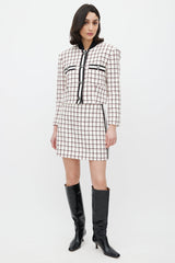 Veronica Beard White & Red Grid Pattern Co-Ord Set