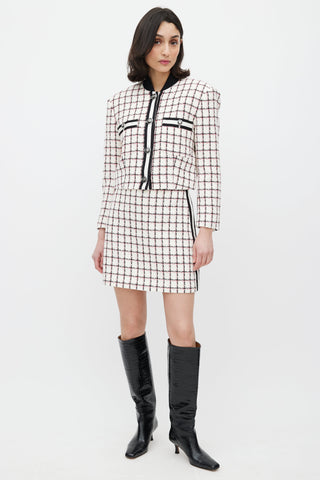 Veronica Beard White & Red Grid Pattern Co-Ord Set