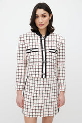 Veronica Beard White & Red Grid Pattern Co-Ord Set