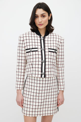 Veronica Beard White & Red Grid Pattern Co-Ord Set