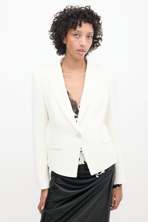 Veronica Beard White Woven Blazer