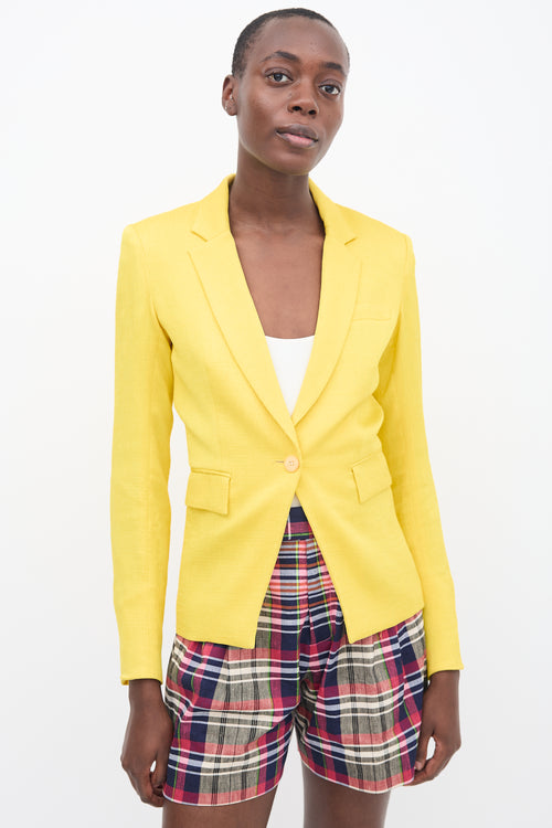 Veronica Beard Yellow Textured Satin Lace-Up Blazer