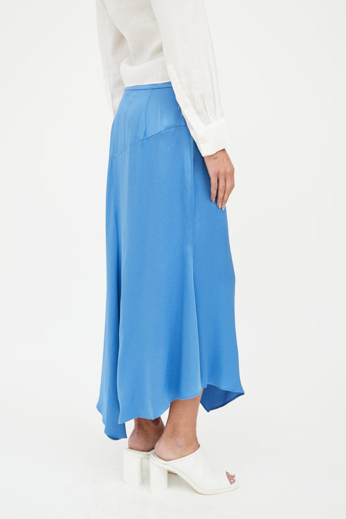 Veronica Beard Blue Satin Midi Skirt