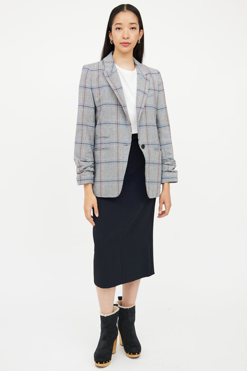 Veronica Beard Grey & Multi Colour Plaid Pocket Blazer