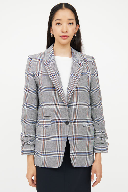 Veronica Beard Grey & Multi Colour Plaid Pocket Blazer