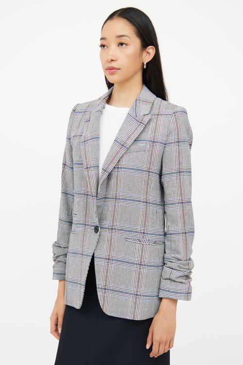 Veronica Beard Grey & Multi Colour Plaid Pocket Blazer