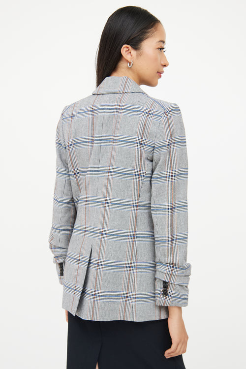 Veronica Beard Grey & Multi Colour Plaid Pocket Blazer